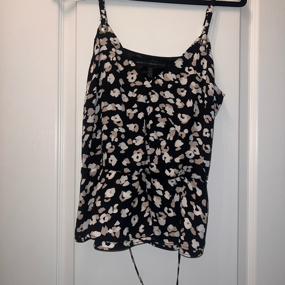 White House Black Market Floral Camisole in Black and Cream